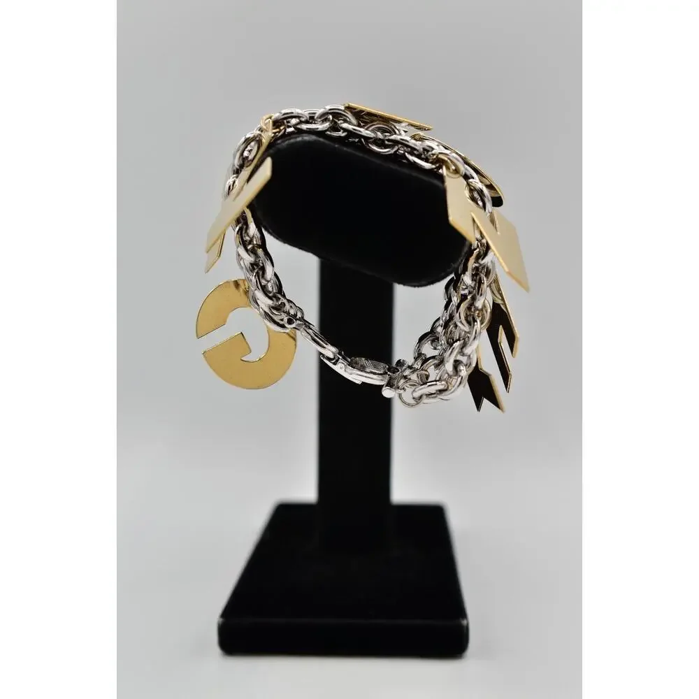 Givenchy Vintage Logo Charm Bracelet Gold Chunky Runway Rare Signed 1980s BinO